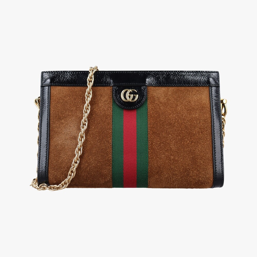 Gucci Ophidia Bag Suede Leather Top Handle Bag Black Brown